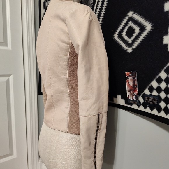 🩷GUC Free People Max Moto Inspired Full Zip Suede Faux Leather Jacket, Pink, S - Picture 11 of 16